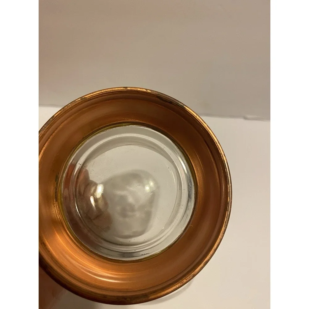 Princess House Glass Fluted Bowl with Copper Base  Vintage excellent‎ condition